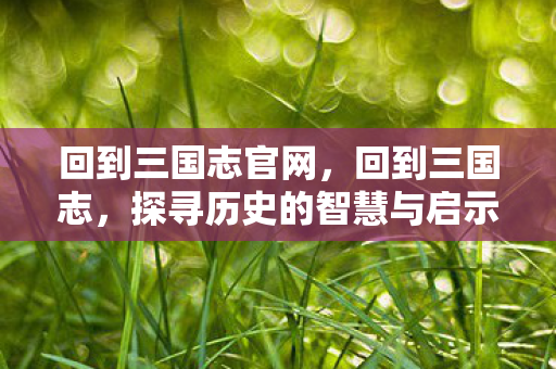 回到三国志官网,回到三国志,探寻历史的智慧与启示 回到三国志官网,回到三国志,探寻历史的智慧与启示