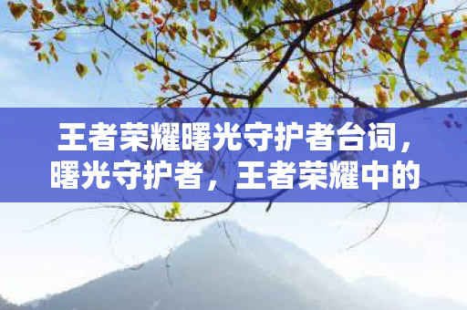 王者荣耀曙光守护者台词，曙光守护者，王者荣耀中的守护者传奇