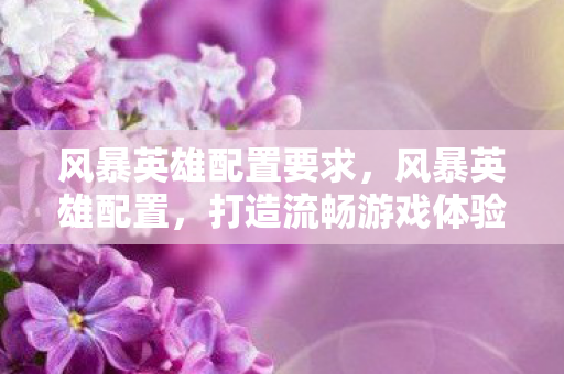 风暴英雄配置要求,风暴英雄配置,打造流畅游戏体验的硬件指南 风暴英雄配置要求,风暴英雄配置,打造流畅游戏体验的硬件指南