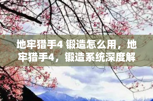 地牢猎手4 锻造怎么用，地牢猎手4，锻造系统深度解析