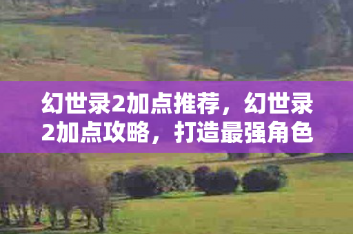 幻世录2加点推荐,幻世录2加点攻略,打造最强角色,征服幻世大陆 幻世录2加点推荐,幻世录2加点攻略,打造最强角色,征服幻世大陆