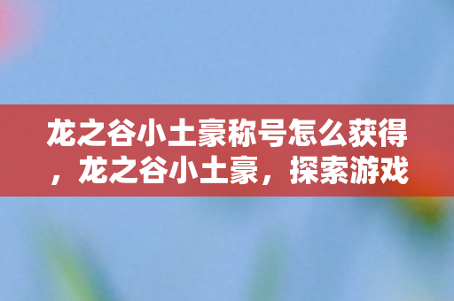 龙之谷小土豪称号怎么获得图片