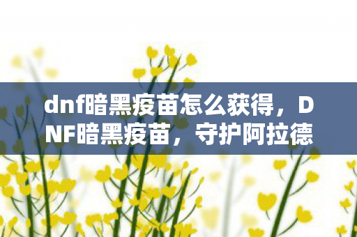 dnf暗黑疫苗怎么获得,DNF暗黑疫苗,守护阿拉德大陆的新防线 dnf暗黑疫苗怎么获得,DNF暗黑疫苗,守护阿拉德大陆的新防线