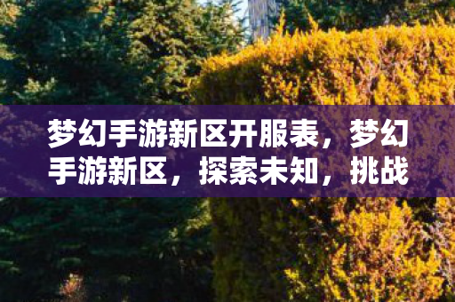 梦幻手游新区开服表,梦幻手游新区,探索未知,挑战新极限 梦幻手游新区开服表,梦幻手游新区,探索未知,挑战新极限