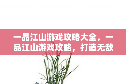 一品江山游戏攻略大全,一品江山游戏攻略,打造无敌江山的策略与技巧 一品江山游戏攻略大全,一品江山游戏攻略,打造无敌江山的策略与技巧