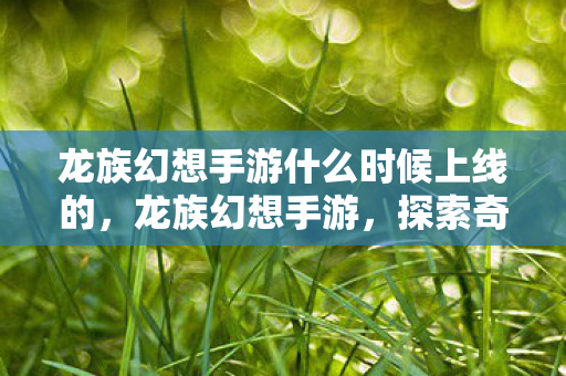 龙族幻想手游什么时候上线的,龙族幻想手游,探索奇幻世界的无限可能 龙族幻想手游什么时候上线的,龙族幻想手游,探索奇幻世界的无限可能