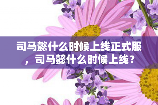 司马懿什么时候上线正式服，司马懿什么时候上线？