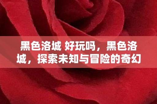 黑色洛城 好玩吗,黑色洛城,探索未知与冒险的奇幻之旅 黑色洛城 好玩吗,黑色洛城,探索未知与冒险的奇幻之旅