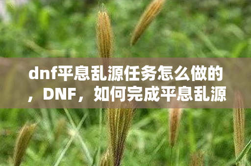 dnf平息乱源任务怎么做的,DNF,如何完成平息乱源任务? dnf平息乱源任务怎么做的,DNF,如何完成平息乱源任务?