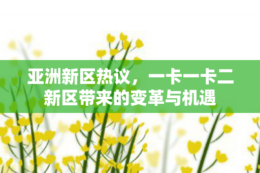 亚洲新区热议,一卡一卡二新区带来的变革与机遇 亚洲新区热议,一卡一卡二新区带来的变革与机遇