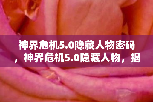 神界危机5.0隐藏人物密码,神界危机5.0隐藏人物,揭秘未知的英雄之旅 神界危机5.0隐藏人物密码,神界危机5.0隐藏人物,揭秘未知的英雄之旅