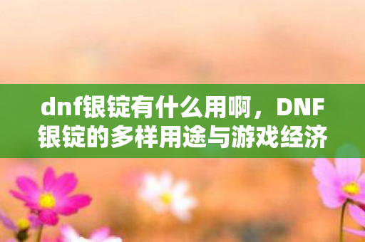 dnf银锭有什么用啊,DNF银锭的多样用途与游戏经济影响 dnf银锭有什么用啊,DNF银锭的多样用途与游戏经济影响