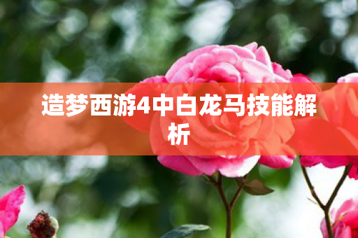 造梦西游4中白龙马技能解析 造梦西游4中白龙马技能解析