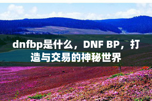 dnfbp是什么,DNF BP,打造与交易的神秘世界 dnfbp是什么,DNF BP,打造与交易的神秘世界