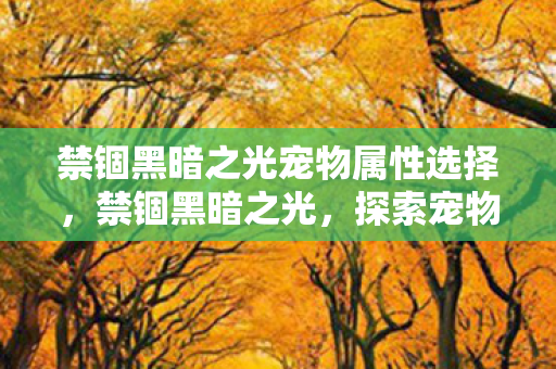 禁锢黑暗之光宠物属性选择，禁锢黑暗之光，探索宠物属性的奥秘