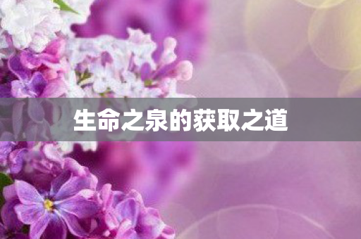 生命之泉的获取之道 生命之泉的获取之道