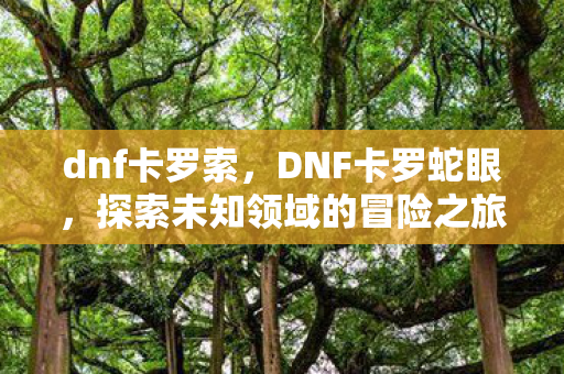 dnf卡罗索，DNF卡罗蛇眼，探索未知领域的冒险之旅