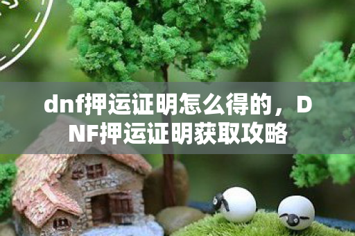 dnf押运证明怎么得的，DNF押运证明获取攻略