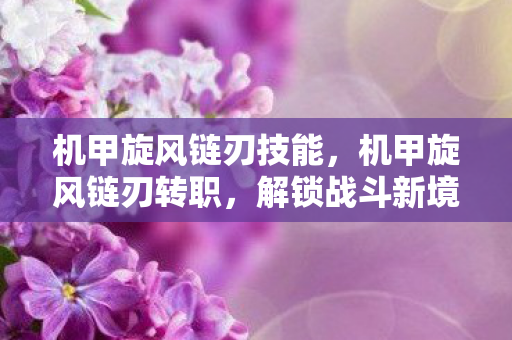 机甲旋风链刃技能，机甲旋风链刃转职，解锁战斗新境界