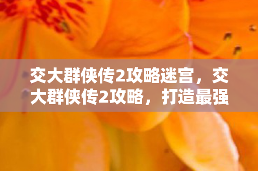 交大群侠传2攻略迷宫,交大群侠传2攻略,打造最强角色,畅游江湖 交大群侠传2攻略迷宫,交大群侠传2攻略,打造最强角色,畅游江湖