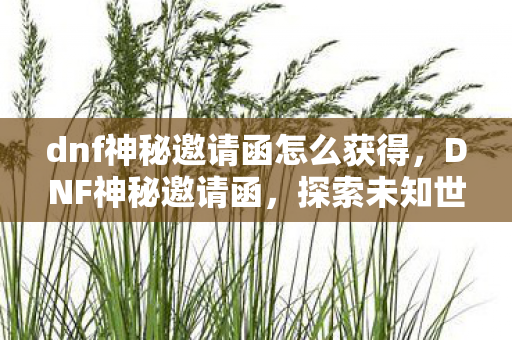 dnf神秘邀请函怎么获得,DNF神秘邀请函,探索未知世界的神秘邀请 dnf神秘邀请函怎么获得,DNF神秘邀请函,探索未知世界的神秘邀请