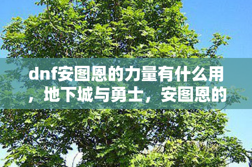 dnf安图恩的力量有什么用,地下城与勇士,安图恩的力量—挑战与荣耀的交响曲 dnf安图恩的力量有什么用,地下城与勇士,安图恩的力量—挑战与荣耀的交响曲
