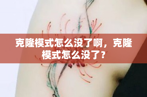 克隆模式怎么没了啊,克隆模式怎么没了? 克隆模式怎么没了啊,克隆模式怎么没了?