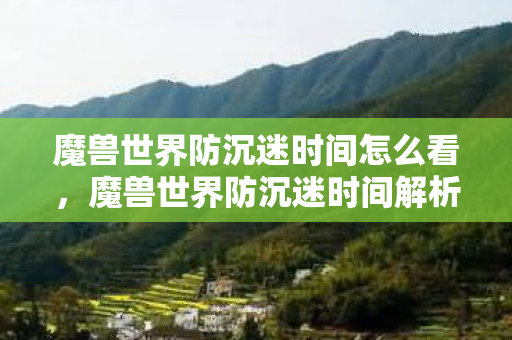 魔兽世界防沉迷时间怎么看，魔兽世界防沉迷时间解析，如何合理规划游戏时间