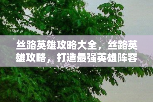 丝路英雄攻略大全,丝路英雄攻略,打造最强英雄阵容的秘诀 丝路英雄攻略大全,丝路英雄攻略,打造最强英雄阵容的秘诀