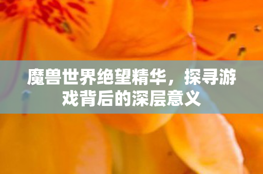 魔兽世界绝望精华,探寻游戏背后的深层意义 魔兽世界绝望精华,探寻游戏背后的深层意义