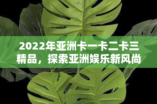 2022年亚洲卡一卡二卡三精品，探索亚洲娱乐新风尚