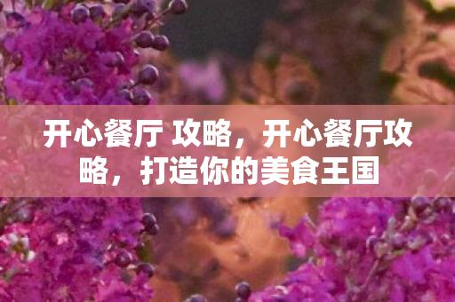 开心餐厅 攻略,开心餐厅攻略,打造你的美食王国 开心餐厅 攻略,开心餐厅攻略,打造你的美食王国