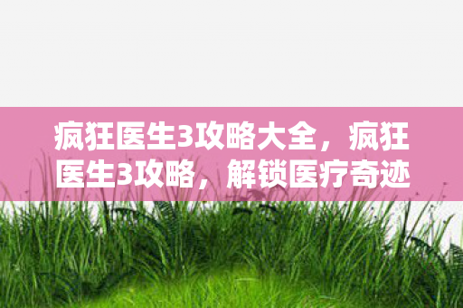疯狂医生3攻略大全，疯狂医生3攻略，解锁医疗奇迹的终极指南