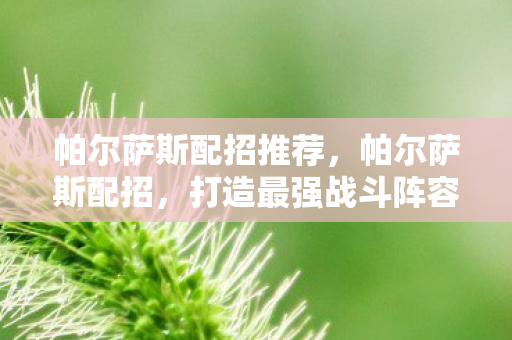 帕尔萨斯配招推荐,帕尔萨斯配招,打造最强战斗阵容 帕尔萨斯配招推荐,帕尔萨斯配招,打造最强战斗阵容