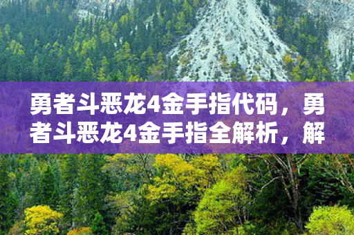 勇者斗恶龙4金手指代码，勇者斗恶龙4金手指全解析，解锁隐藏玩法，畅享经典冒险新体验