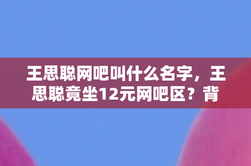 王思聪网吧叫什么名字，王思聪竟坐12元网吧区？背后隐情曝光，真让人吓一跳！