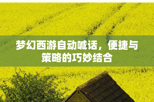 梦幻西游自动喊话,便捷与策略的巧妙结合 梦幻西游自动喊话,便捷与策略的巧妙结合