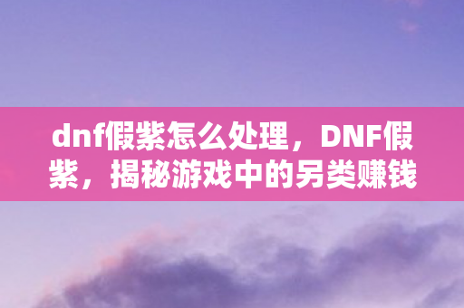 dnf假紫怎么处理，DNF假紫，揭秘游戏中的另类赚钱之道