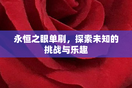 永恒之眼单刷,探索未知的挑战与乐趣 永恒之眼单刷,探索未知的挑战与乐趣