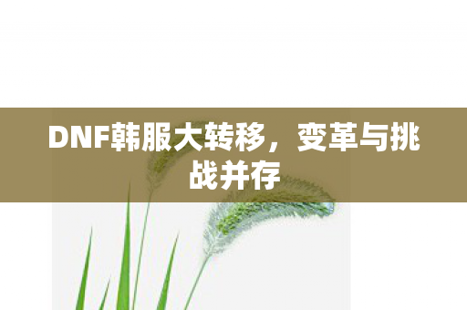 DNF韩服大转移,变革与挑战并存 DNF韩服大转移,变革与挑战并存