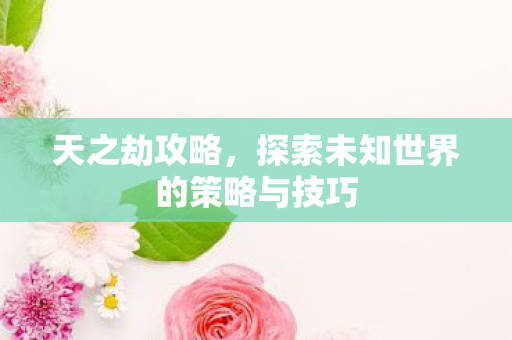 天之劫攻略,探索未知世界的策略与技巧 天之劫攻略,探索未知世界的策略与技巧