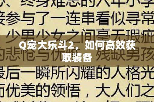 Q宠大乐斗2,如何高效获取装备 Q宠大乐斗2,如何高效获取装备