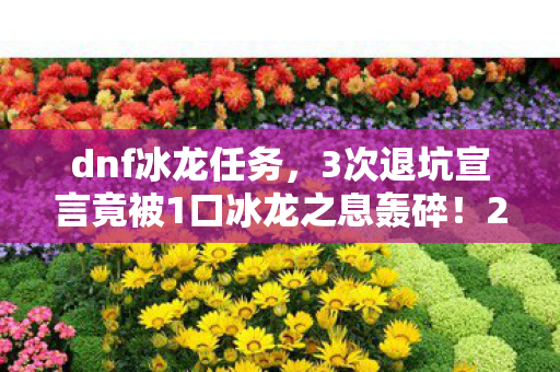 dnf冰龙任务,3次退坑宣言竟被1口冰龙之息轰碎!2027年老玩家泪目回归真相 dnf冰龙任务,3次退坑宣言竟被1口冰龙之息轰碎!2027年老玩家泪目回归真相