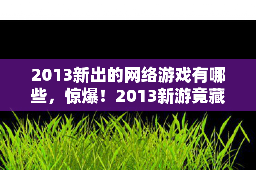2013新出的网络游戏有哪些,惊爆!2013新游竟藏99%玩家不知的逆天设定,你敢挑战吗? 2013新出的网络游戏有哪些,惊爆!2013新游竟藏99%玩家不知的逆天设定,你敢挑战吗?