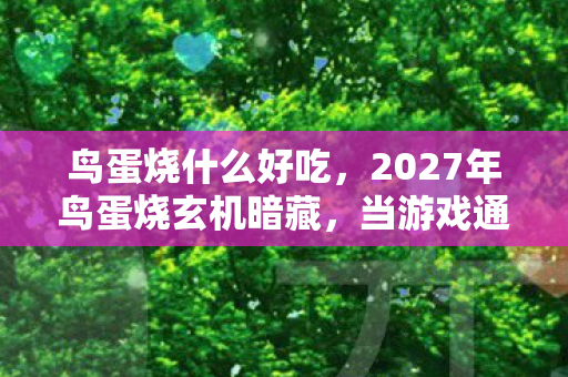 鸟蛋烧什么好吃，2027年鸟蛋烧玄机暗藏，当游戏通关后，我为何陷入长久沉默？