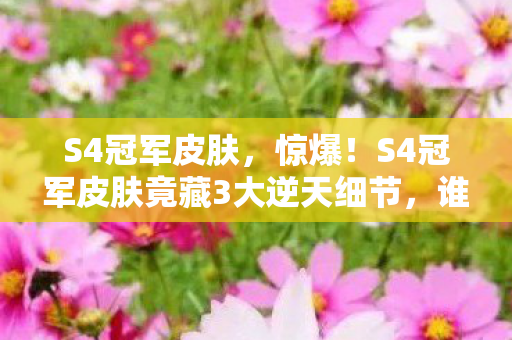 S4冠军皮肤，惊爆！S4冠军皮肤竟藏3大逆天细节，谁将成最终赢家？