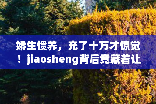 娇生惯养，充了十万才惊觉！jiaosheng背后竟藏着让玩家吓一跳的隐情