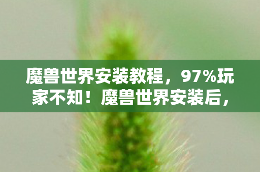 魔兽世界安装教程，97%玩家不知！魔兽世界安装后，多平台操控竟差出300%体验值？