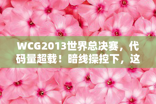 WCG2013世界总决赛，代码量超载！暗线操控下，这场电竞对决让人头皮发麻