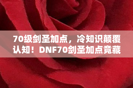 70级剑圣加点,冷知识颠覆认知!DNF70剑圣加点竟藏着目瞪口呆的自毁开关 70级剑圣加点,冷知识颠覆认知!DNF70剑圣加点竟藏着目瞪口呆的自毁开关